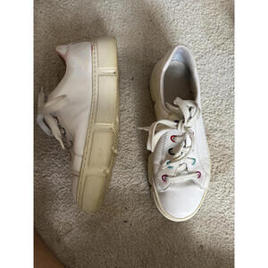 RIEKER Comfort White Women's Sneakers with Colored Eyelets